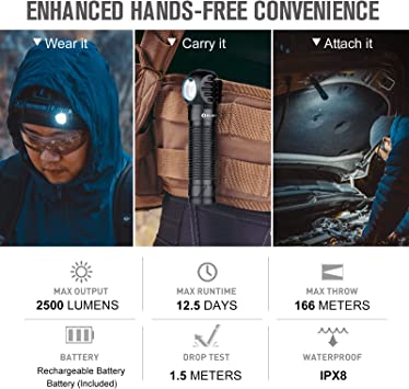 Olight Perun 2 2500 Lumens Rechargeable Headlamp, Multi-Functional Right Angle MCC Waterproof Flashlight 5 Olight Perun 2 2500 Lumens Rechargeable Headlamp, Multi-Functional Right Angle MCC Waterproof Flashlight